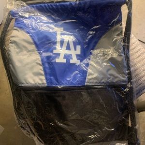 LA dodgers MLB sprint logo drawstring backpack backsack blue and gray.